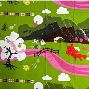 3 Yds Vintage 2008 IKEA LOTTA KUHLHORN Mod Cotton Canvas Fabric ~ Forest Animals